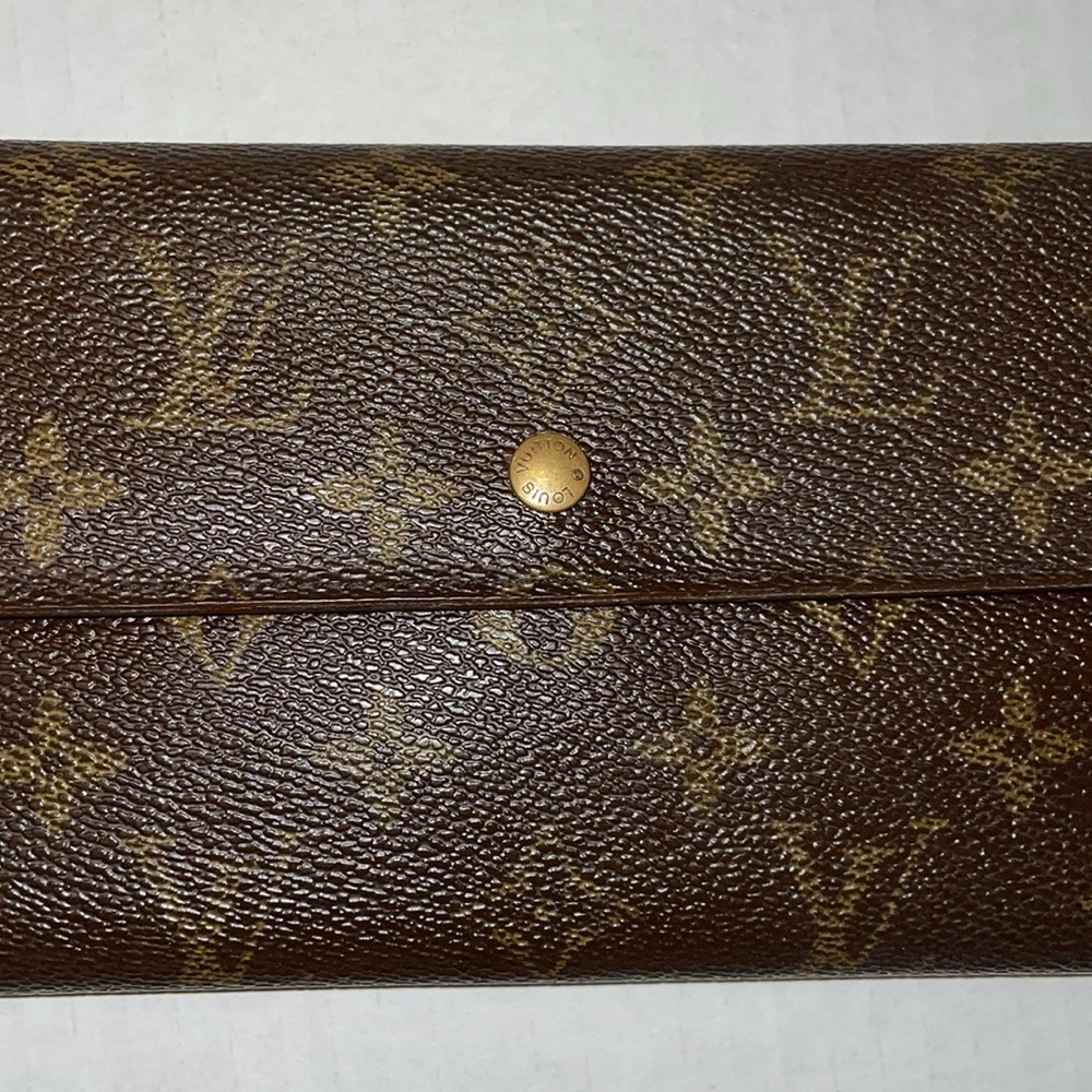 Louis Vuitton Brown Signature Long Wallet with Coin,Card and Pen Holder Vintage
